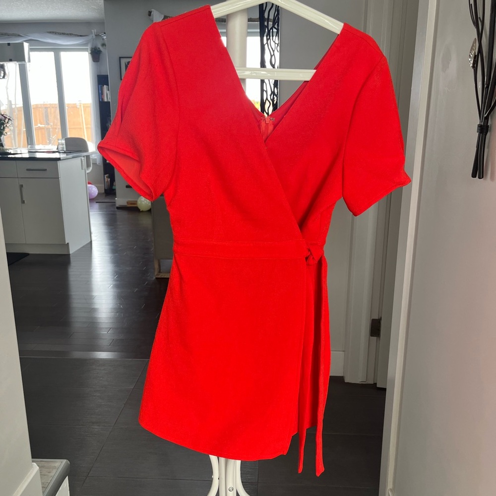 Elegant Red Wrap Dress